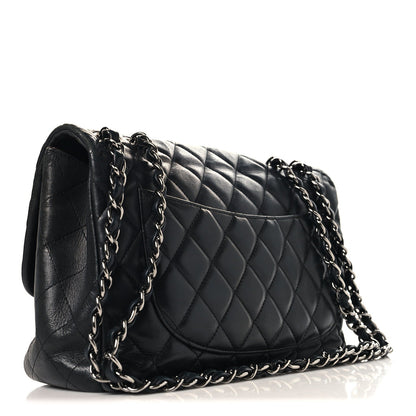 Lambskin Quilted Jumbo Single Flap Black