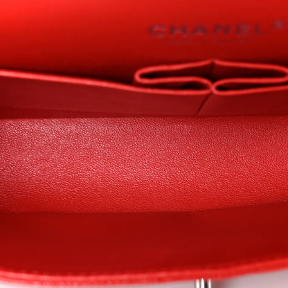 Caviar Quilted Medium Double Flap Red