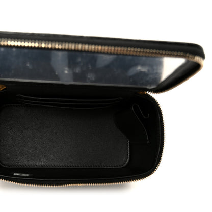 Shiny Lambskin Quilted CC Links Small Vanity Case With Chain Black