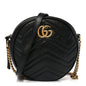 Azalea Calfskin Matelasse Heart Mini GG Marmont Round Shoulder Bag Black