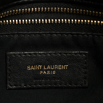 Lambskin Quilted Small Loulou Puffer Monogram Chain Satchel Black