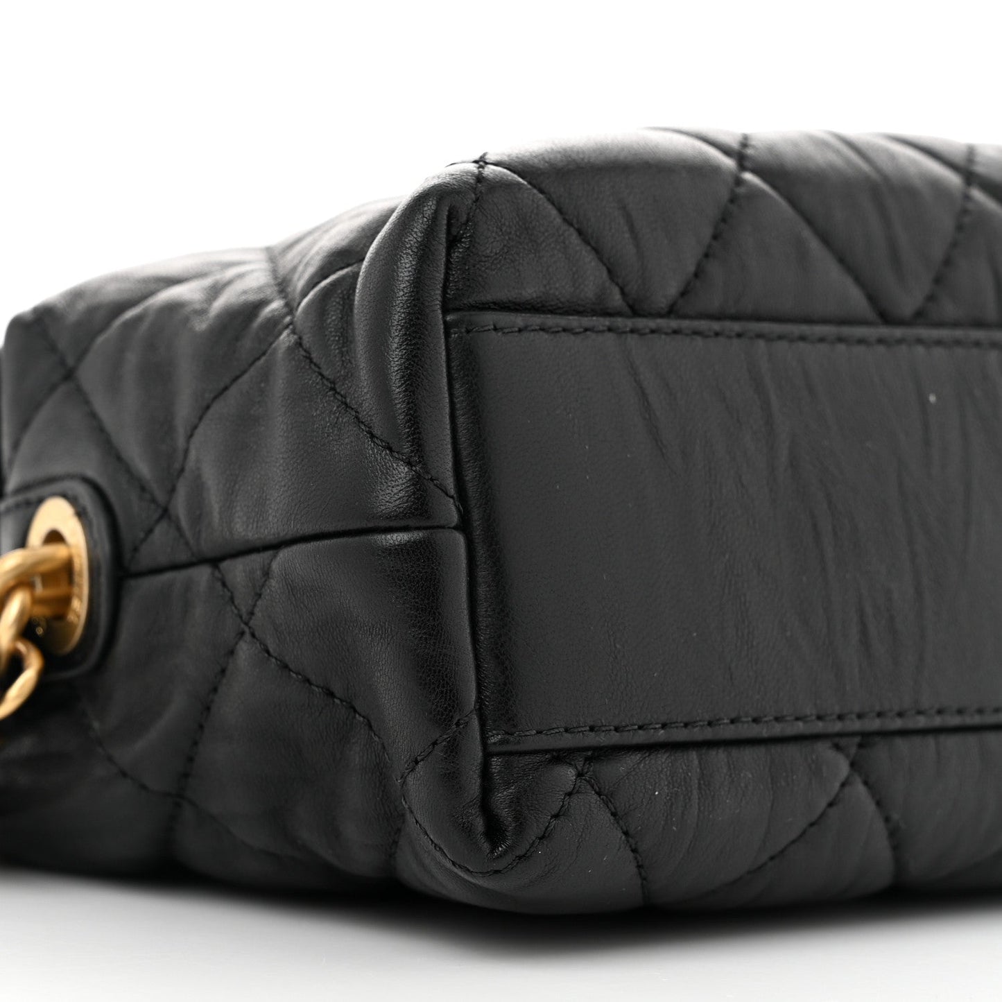 Crumpled Lambskin Quilted Small CC Links Shoulder Bag Black