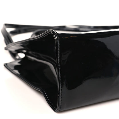 Patent Vegan Leather Shmedium Shopping Bag Black