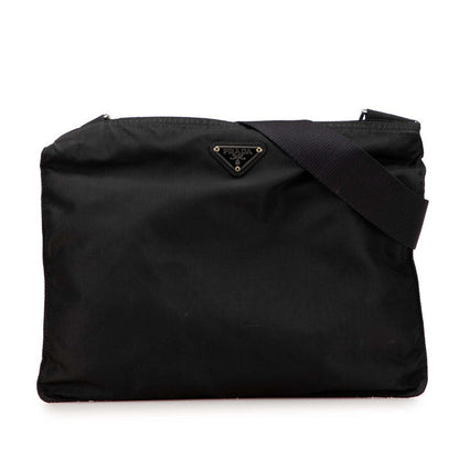 Prada Triangle Logo Plate Nylon Shoulder Bag