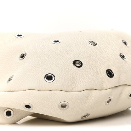 Pebbled Calfskin Grommet Medium Olivia Hobo Dark Ivory