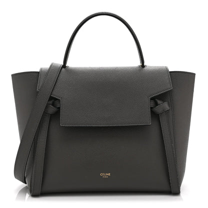 Baby Grained Calfskin Micro Belt Bag Grey