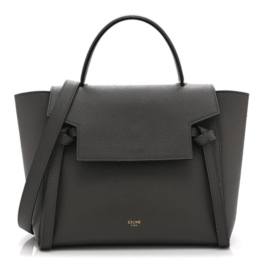Baby Grained Calfskin Micro Belt Bag Grey