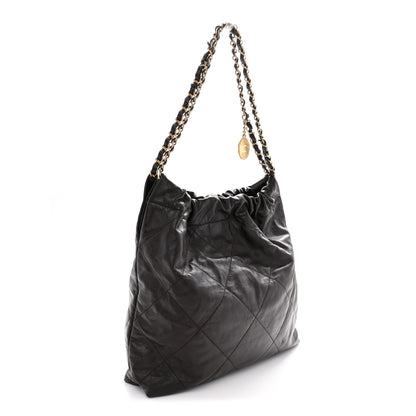 Shiny Calfskin Quilted Small Chanel 22 Dark Brown
