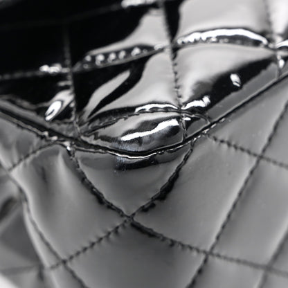 Patent Quilted Medium Double Flap Black