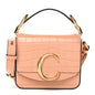 Calfskin Crocodile Embossed Mini C Double Carry Milky Orange