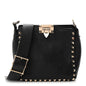 Pebbled Calfskin Mini Rockstud Flip-Lock Messenger Bag Black