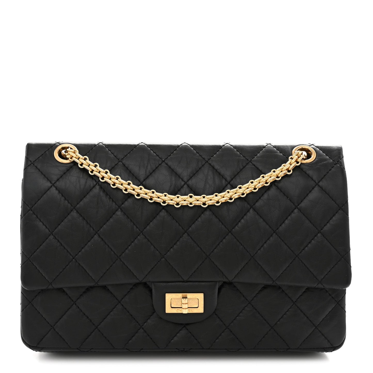 Aged Calfskin Quilted 2.55 Reissue 226 Flap Black