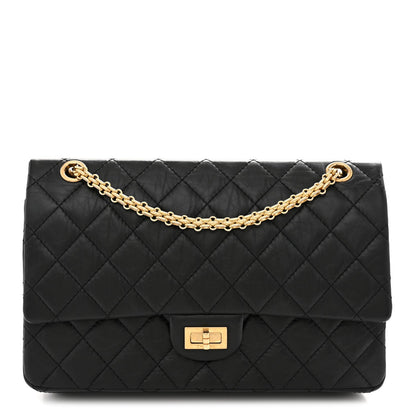 Aged Calfskin Quilted 2.55 Reissue 226 Flap Black