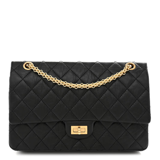Aged Calfskin Quilted 2.55 Reissue 226 Flap Black