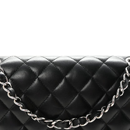 Lambskin Quilted Medium Double Flap Black