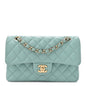 Caviar Quilted Small Double Flap Light Blue
