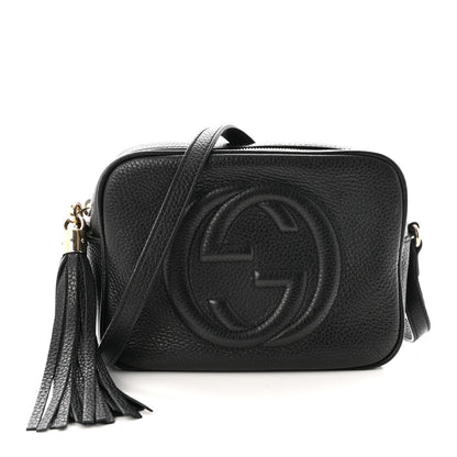 Pebbled Calfskin Small Soho Disco Bag Black