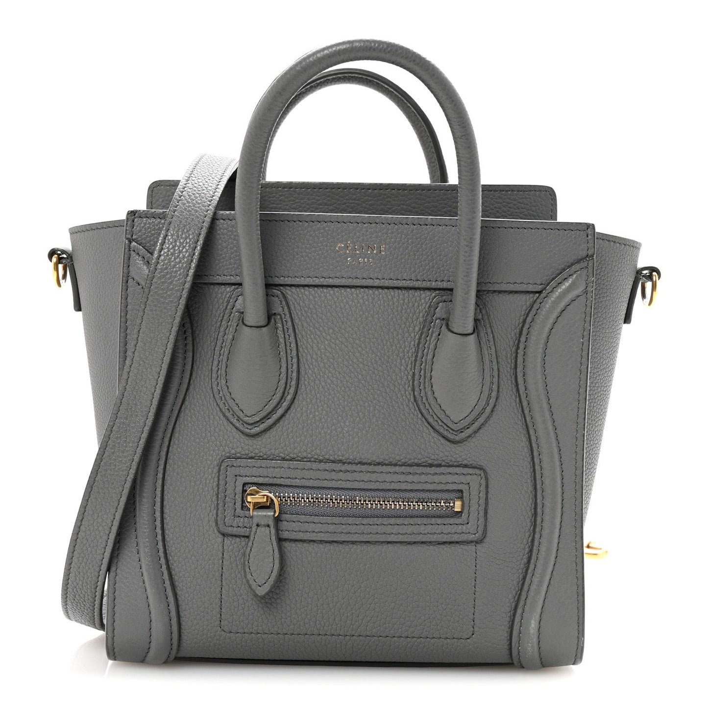 Baby Drummed Calfskin Nano Luggage Kohl