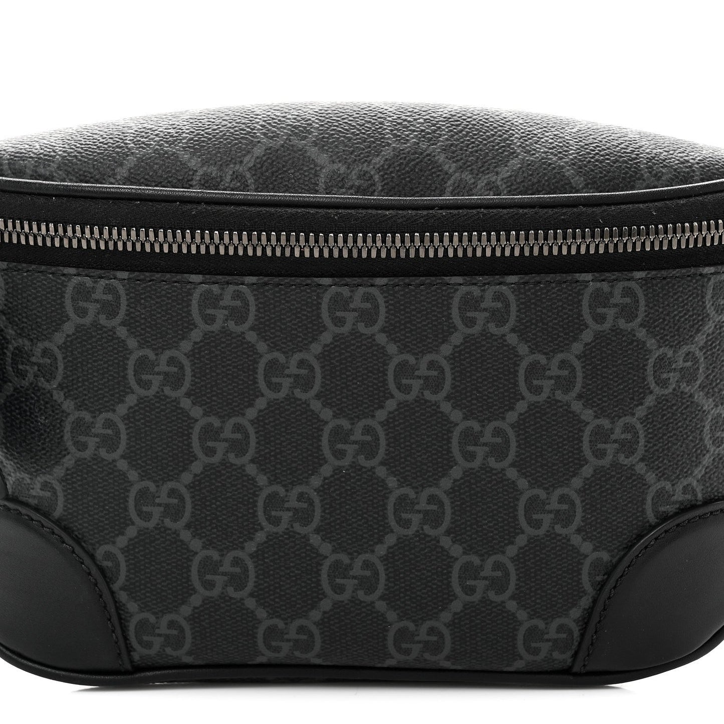 GG Supreme Monogram Emblem Calfskin Small Belt Bag Black Grey