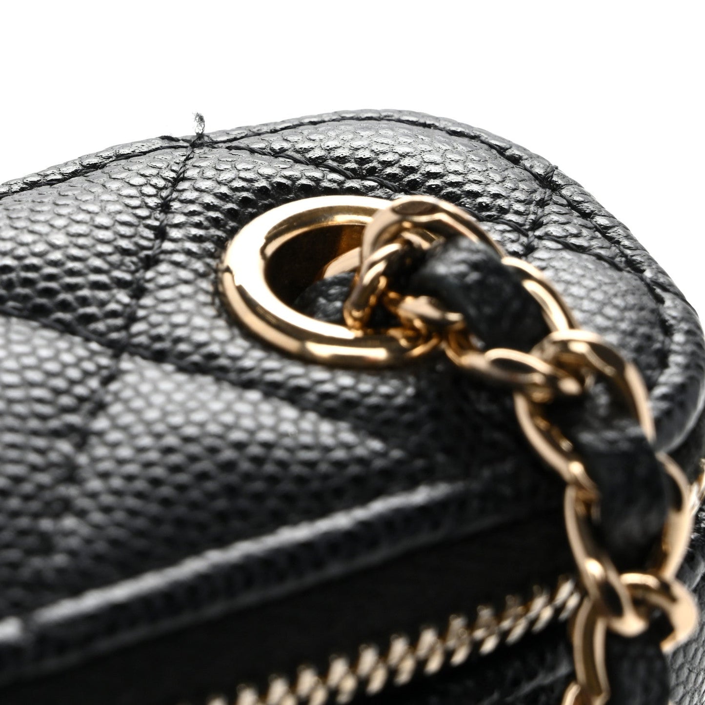 Caviar Quilted Small Vertical Coco Beauty Vanity Case With Chain Black