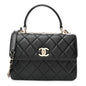 Lambskin Quilted Small Trendy CC Dual Handle Flap Bag Black