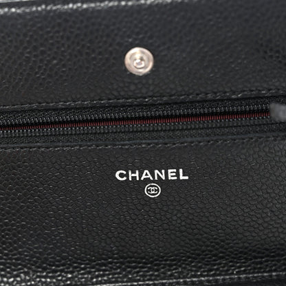 Caviar Quilted Wallet on Chain WOC Black