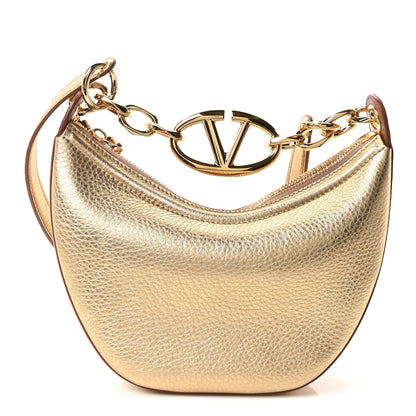 Metallic Nappa Mini Vlogo Moon Hobo Bag Gold