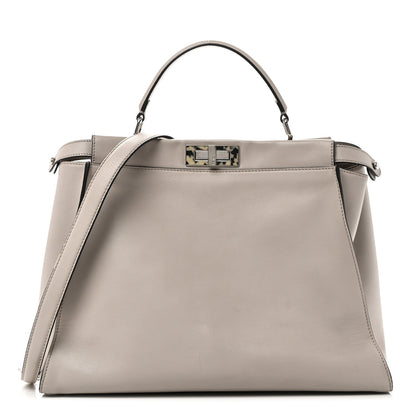 Vitello Seta Plexiglass Granite Large Peekaboo Iconic Satchel Polvere