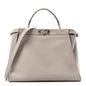 Vitello Seta Plexiglass Granite Large Peekaboo Iconic Satchel Polvere