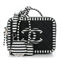 Caviar Quilted Striped Small CC Filigree Vanity Case Black White