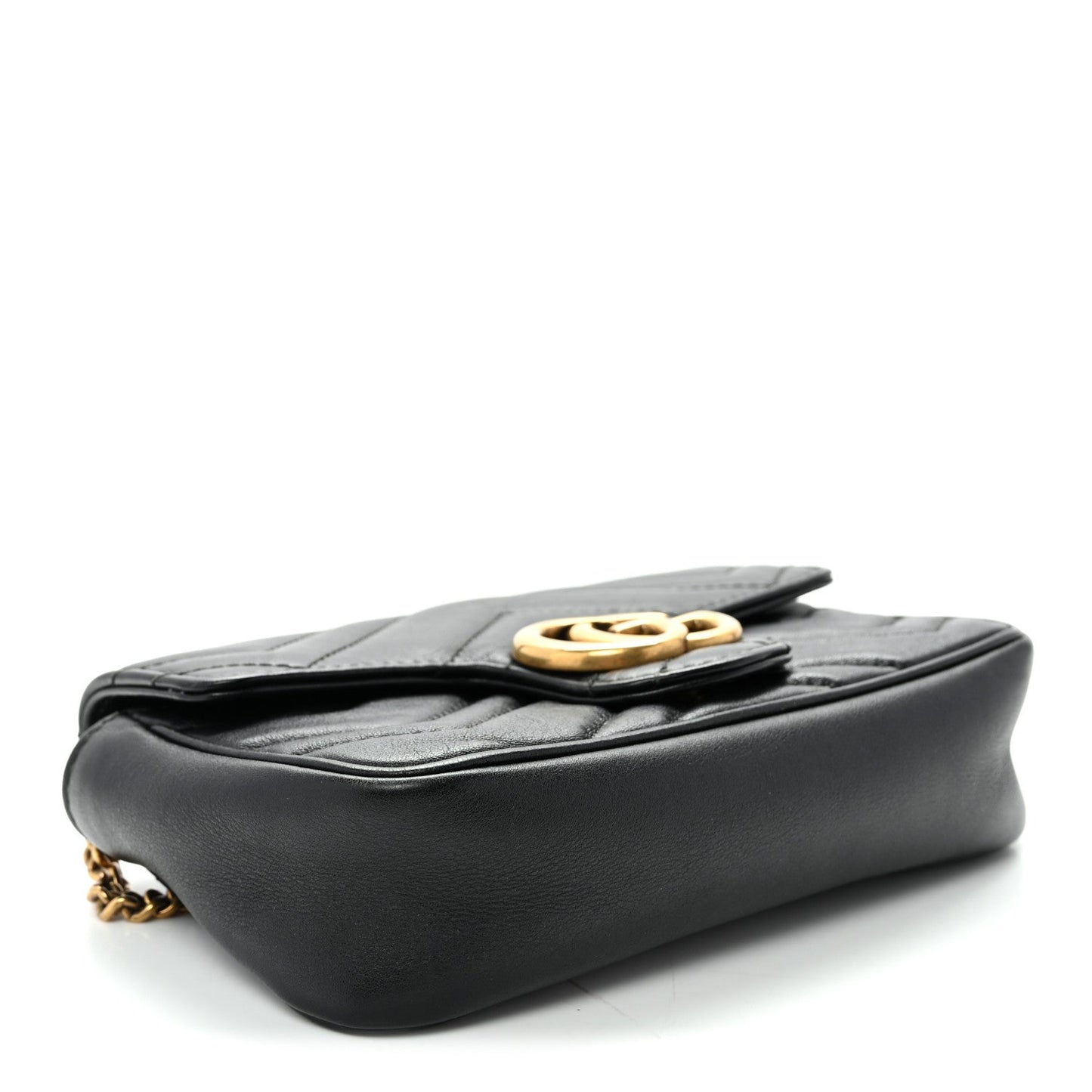 Calfskin Matelasse Super Mini GG Marmont Shoulder Bag Black