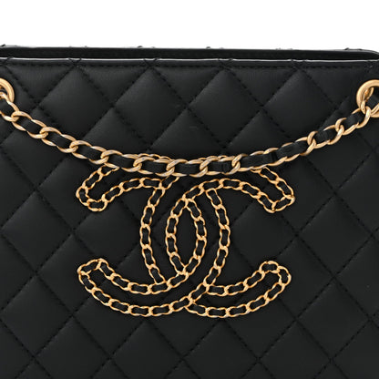 Calfskin Quilted CC Small Once Upon A Time Tote Black