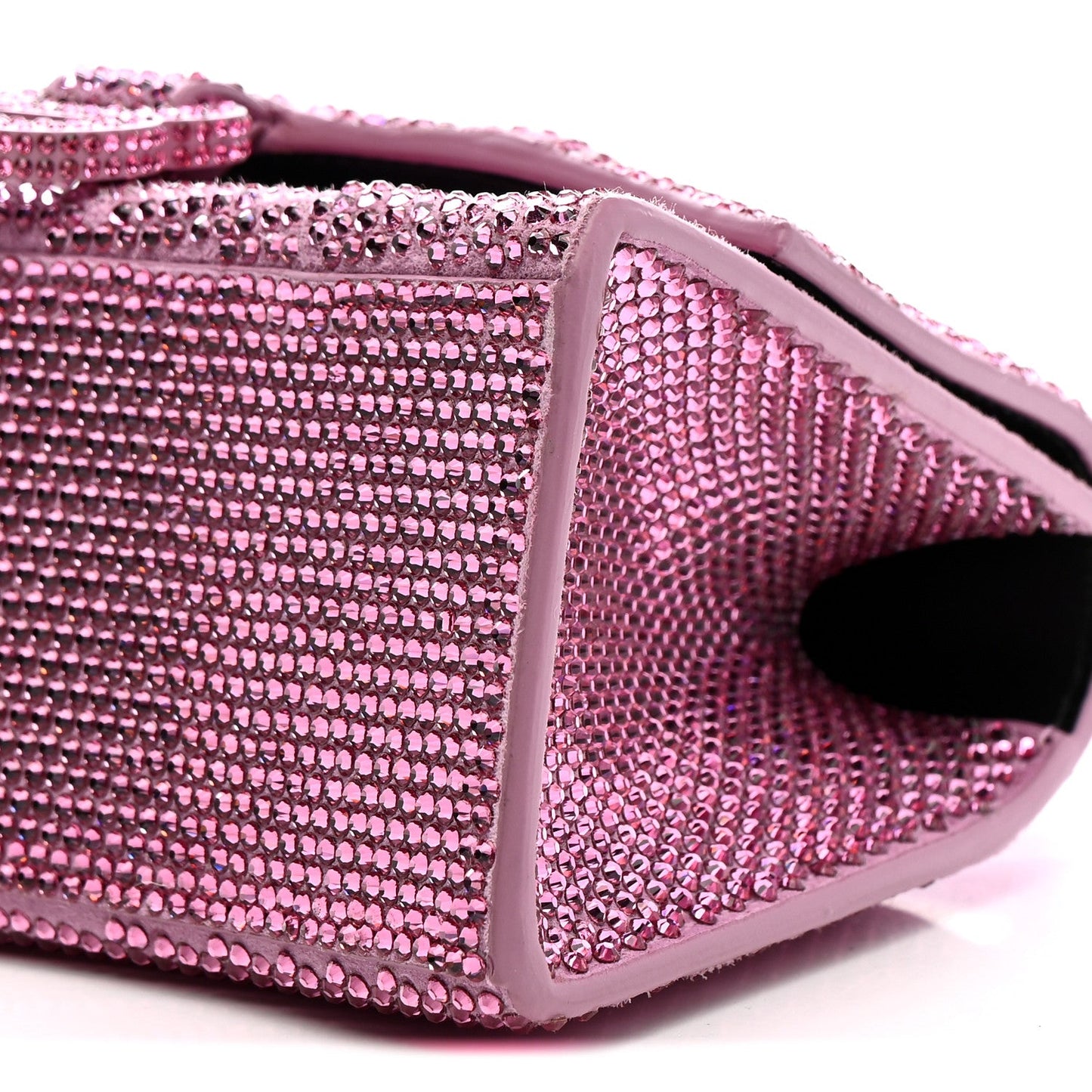 Strass Suede Hourglass Top Handle Bag XS Pink