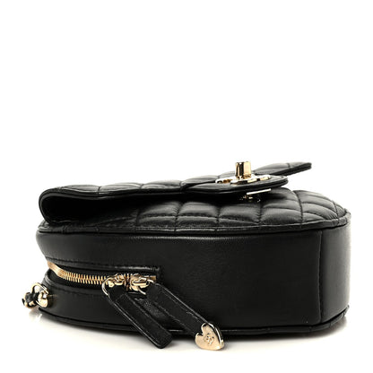 Lambskin Quilted CC In Love Heart Bag Black