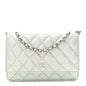 Iridescent Calfskin Quilted Wallet On Chain WOC Light Blue