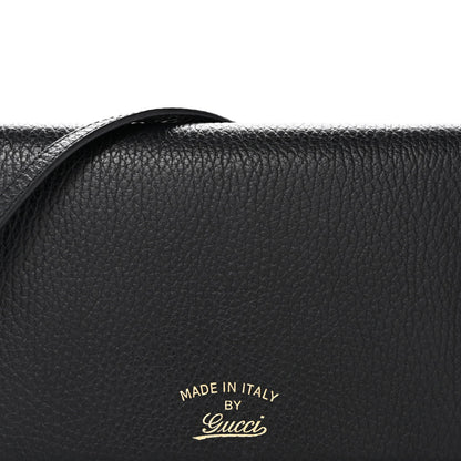 Dollar Calfskin Mini Swing Wallet Bag Black