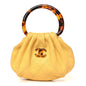 Lambskin Plexiglass Tortoise Shell Quilted Mini Pouch Yellow