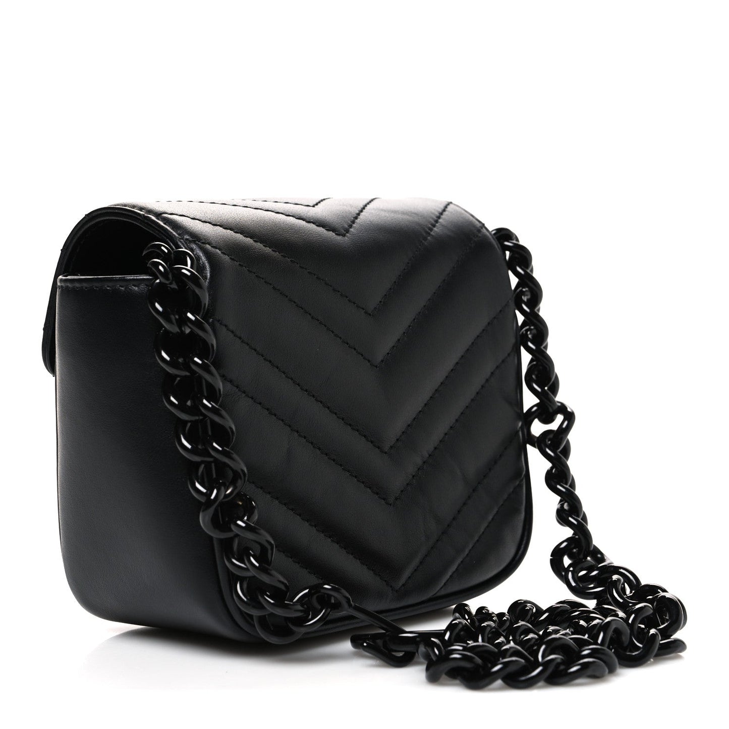 Calfskin Matelasse Monochrome GG Marmont Chain Mini Belt Bag Black