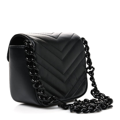 Calfskin Matelasse Monochrome GG Marmont Chain Mini Belt Bag Black