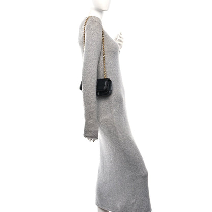 Goatskin Matelasse Mini Chain Shoulder Bag  Black