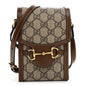 GG Supreme Monogram Mini Horsebit 1955 Crossbody Bag Beige Brown Sugar