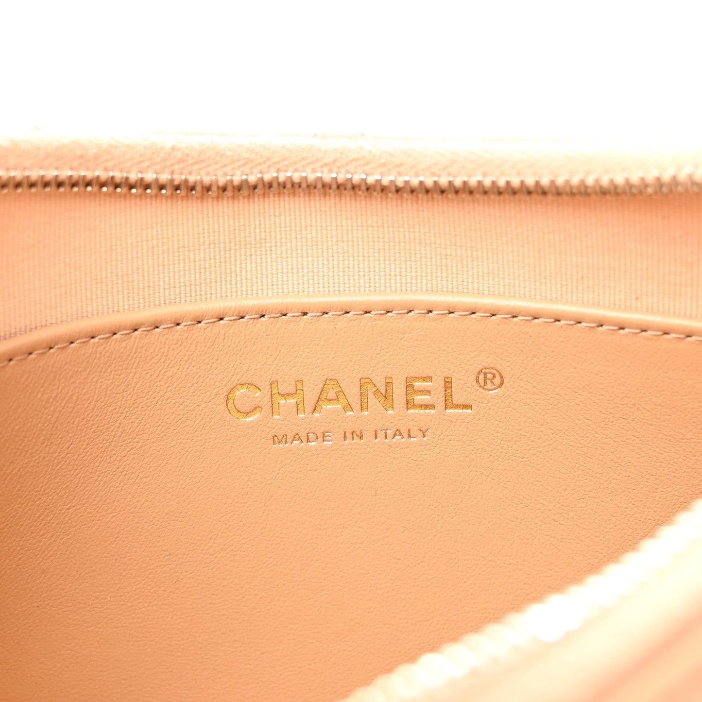 Crumpled Calfskin Quilted Braided CC Hobo Beige