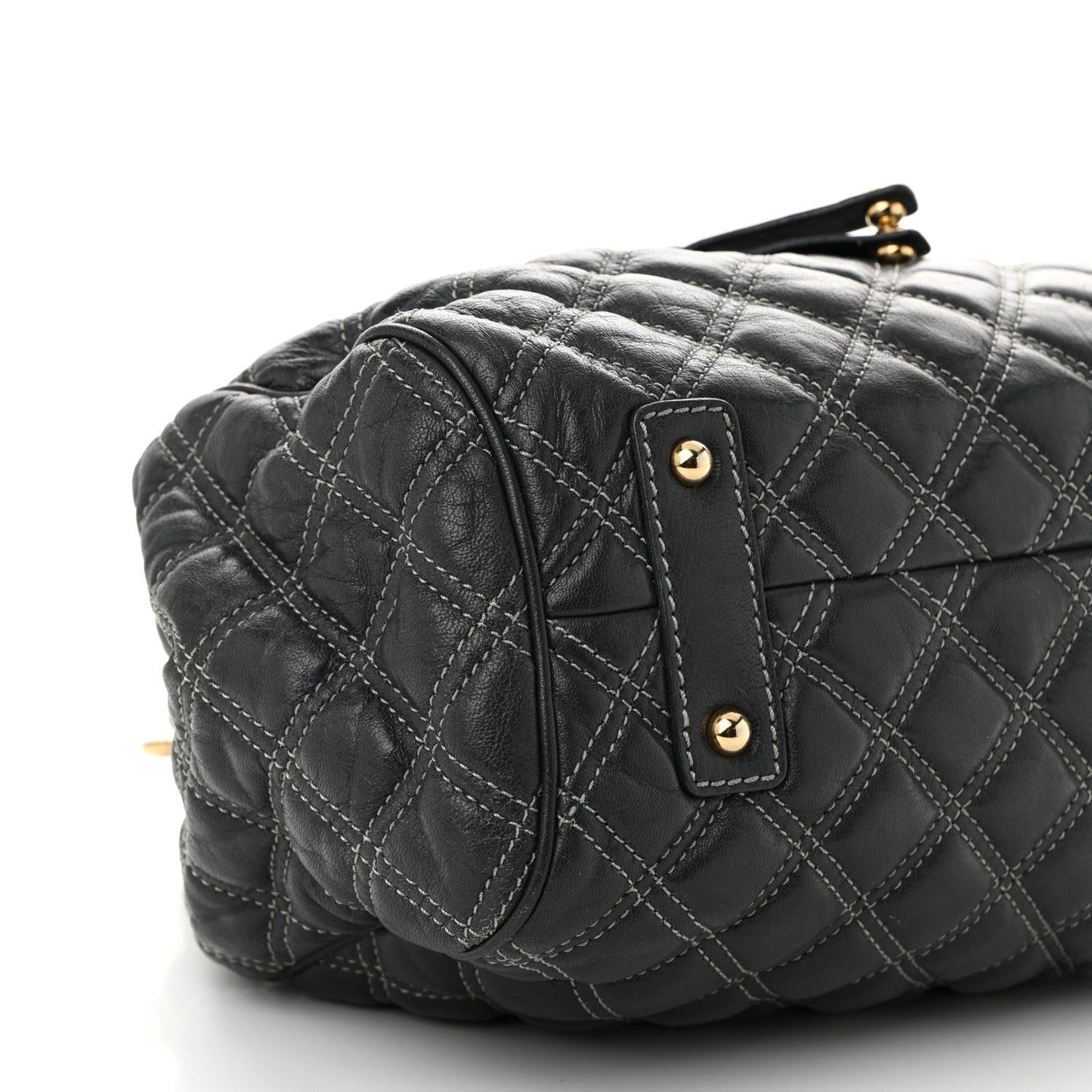 Calfskin Quilted Stam Dark Grey