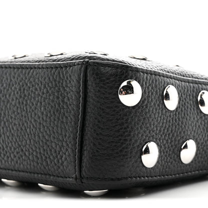 Pebbled Sport Calfskin Studded Small Elena Black
