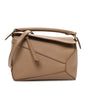 Soft Grained Calfskin Mini Puzzle Edge Toffee