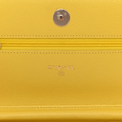 Caviar Quilted Wallet on Chain WOC Yellow