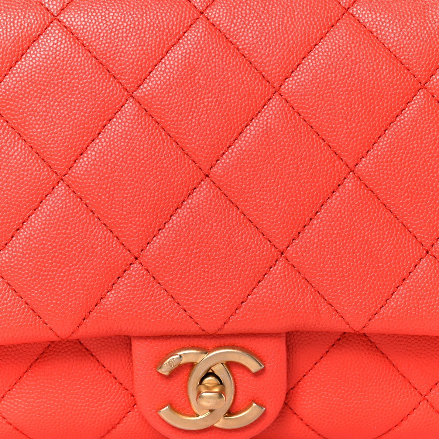Caviar Quilted CC Melody Single Flap Orange
