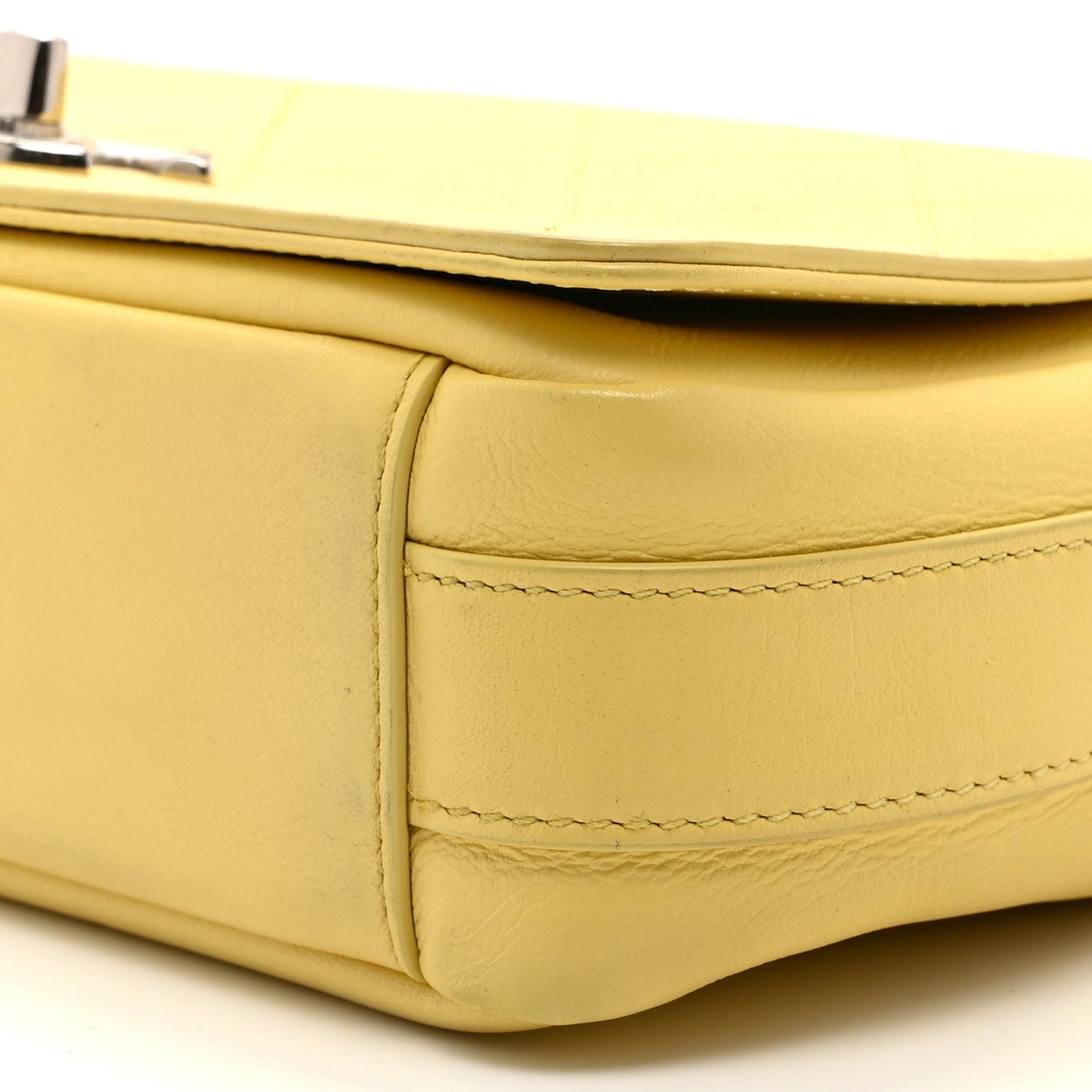 Calfskin Small Stitched Flap Yellow