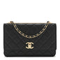 Lambskin Quilted Trendy CC Wallet On Chain WOC Black