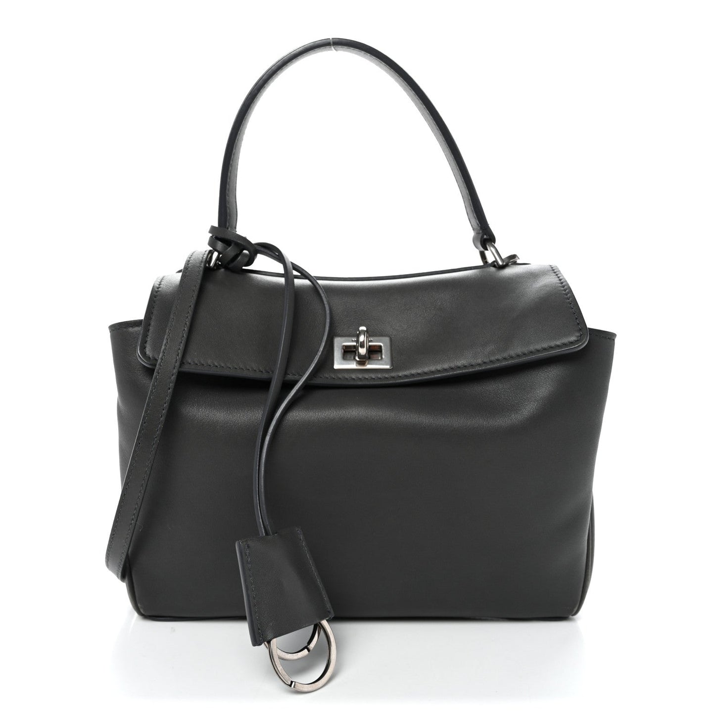 Natural Smooth Calfskin Mini Rodeo Top Handle Handbag Grey